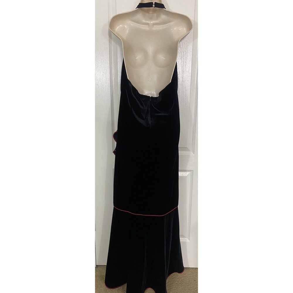 Vintage Niki Livas Dress 14W Black Red Velvet Whimsigoth Halter HOCO Vamp Formal - Picture 6 of 16
